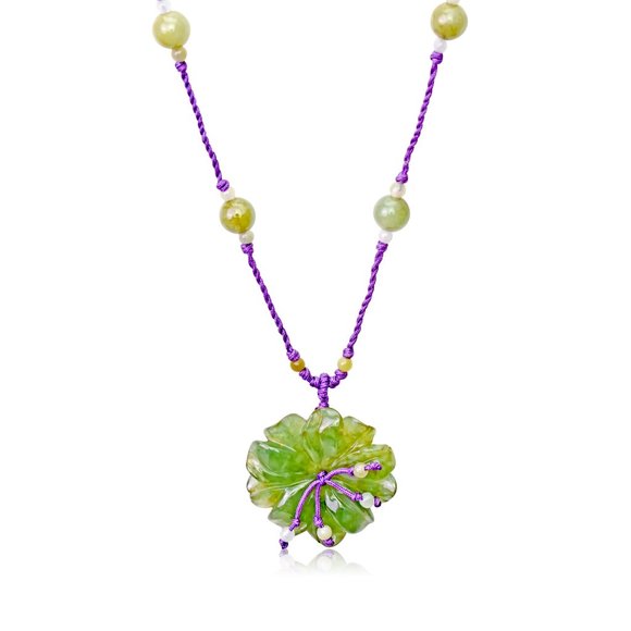 Stunning Anemone Flower Handmade Crystal Jade Necklace Pendant - Picture 1 of 5